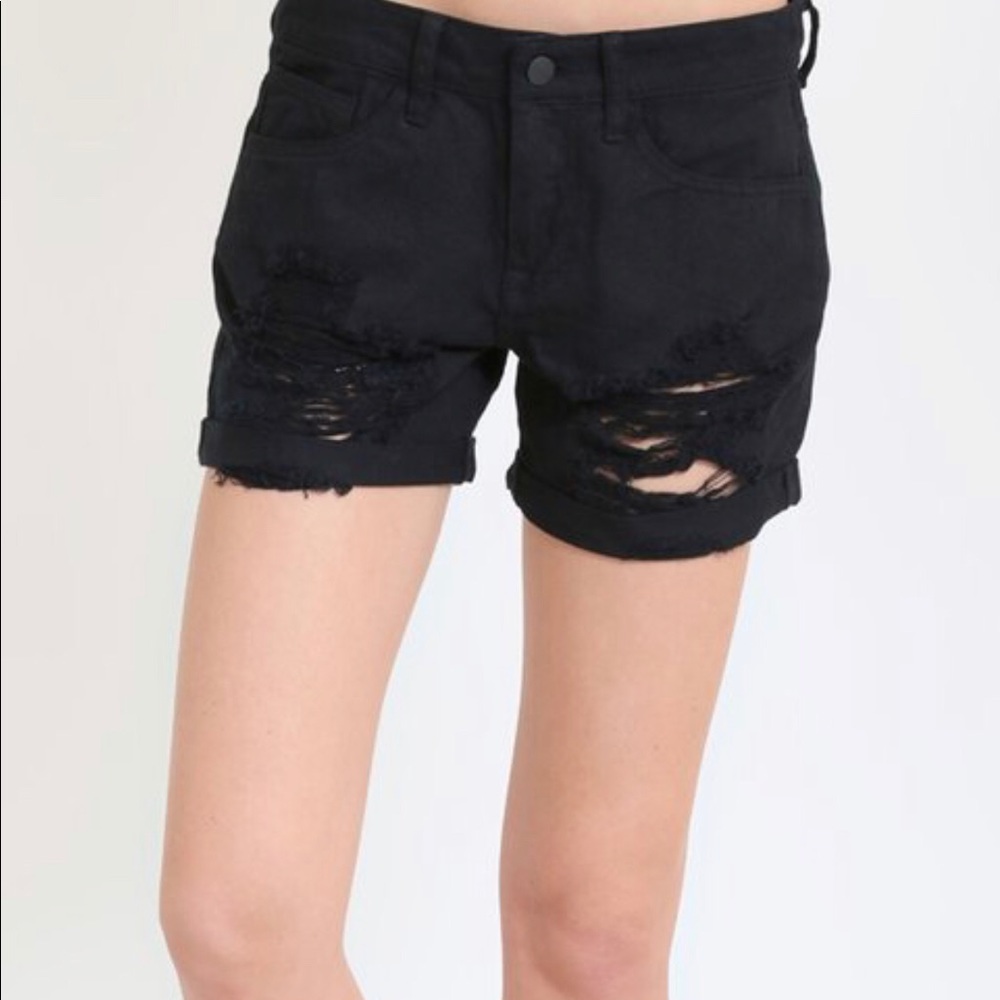 funkitribe Black Denim Distressed Shorts